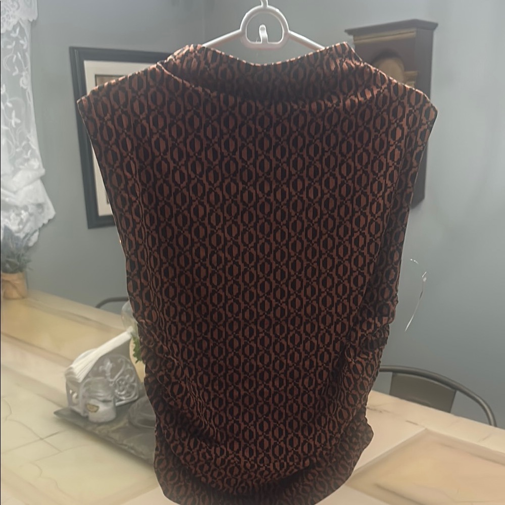 Brown and Black Patterned Sleeveless Top